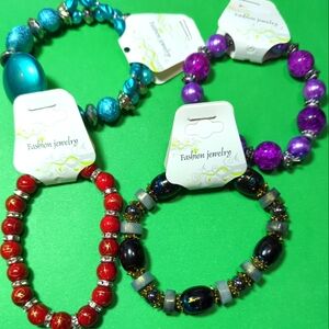 4 NEW Stretch Bracelets Multi-Color Lot Of Four New With Tags